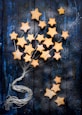 a bunch of star shaped cookies sitting on top of a table