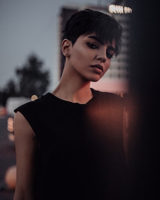 women's black sleeveless top
