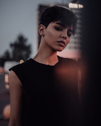women's black sleeveless top