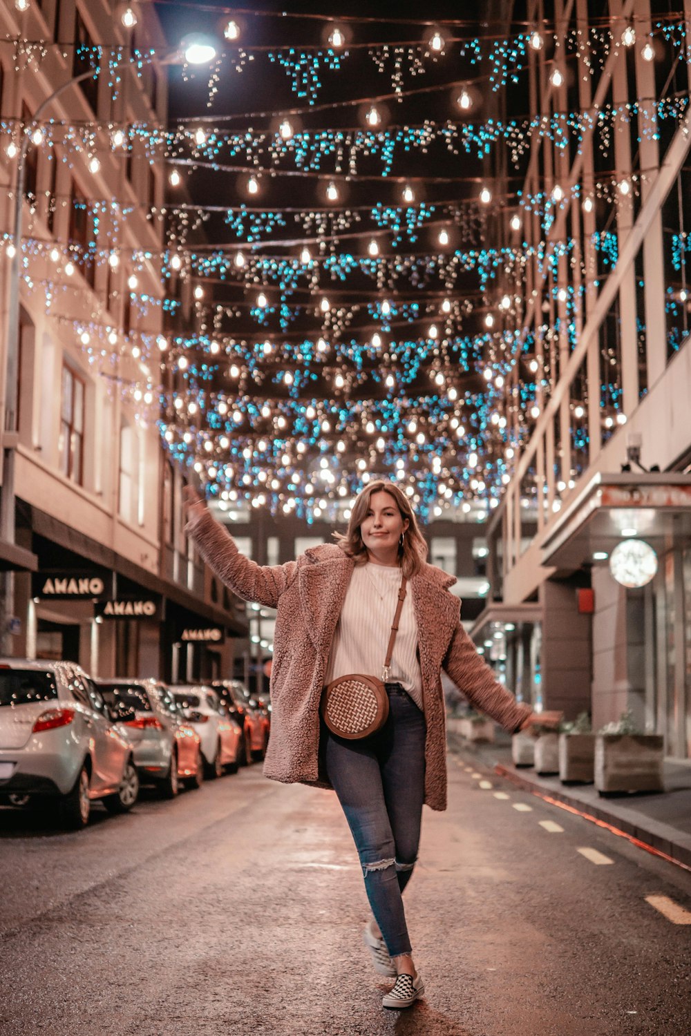 woman standing on road