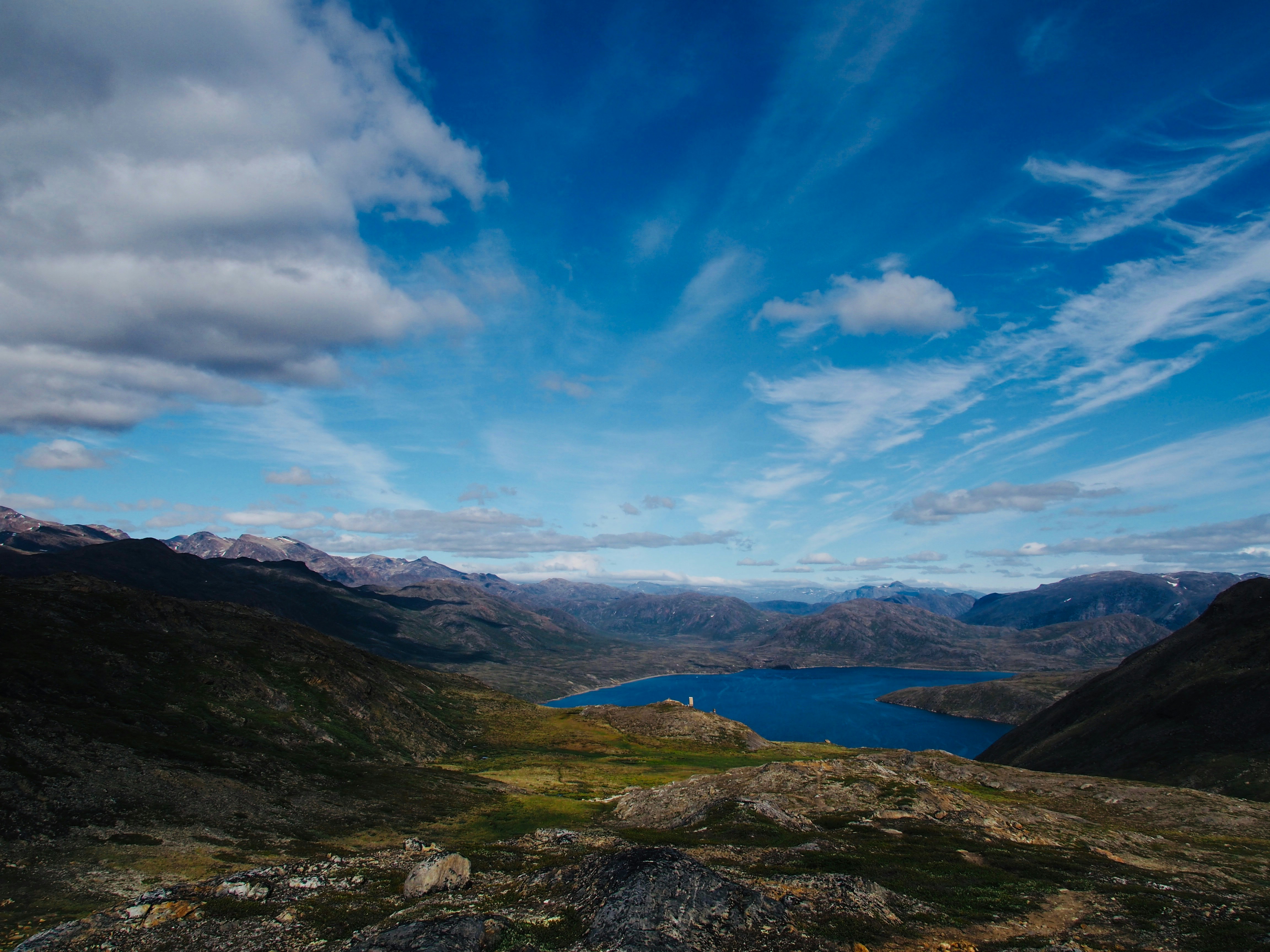 mountains by the ocean, Views of a fjord in Greenland.