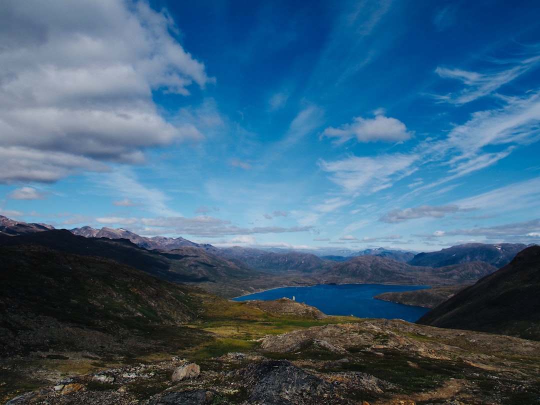 mountains by the ocean, Views of a fjord in Greenland.