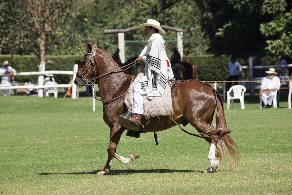 man riding horse near people