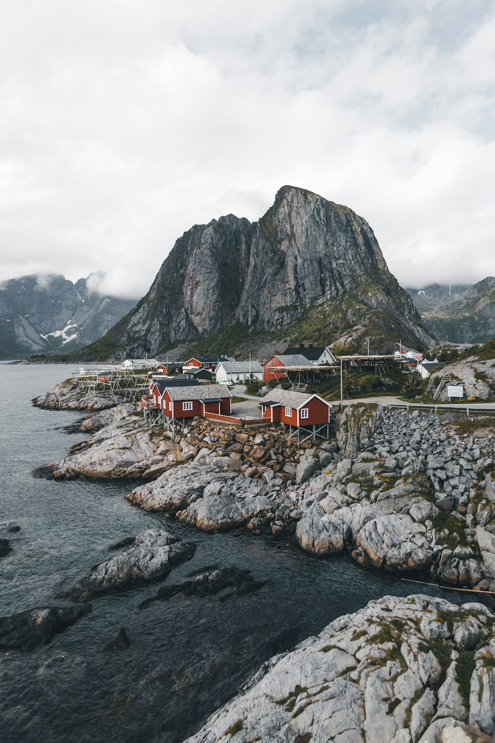 aerial photo of villages beside sea