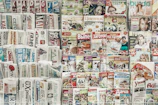 assorted-title magazines displayed on stand