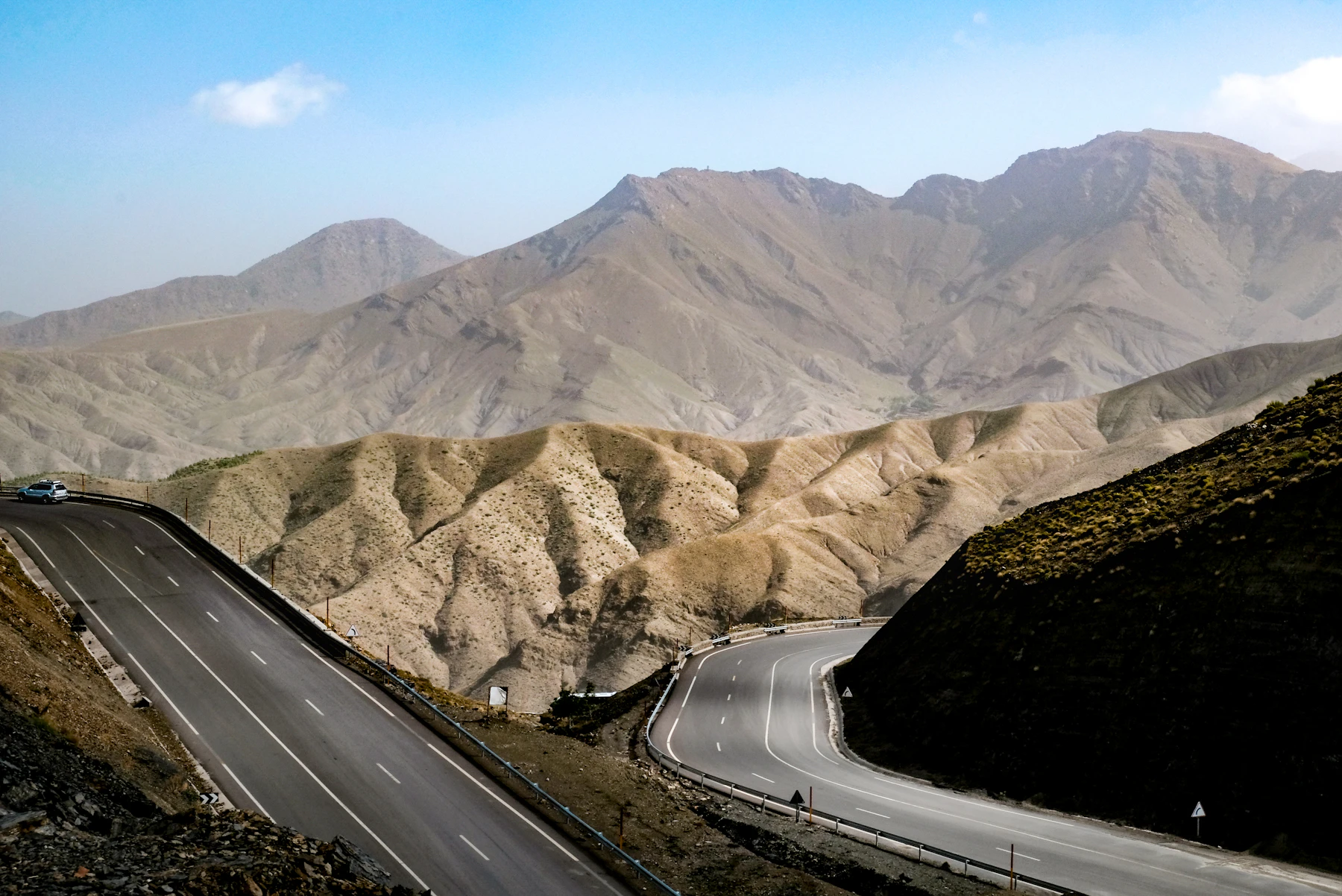 Mountain road winding through the High Atlas near the Tichka pass