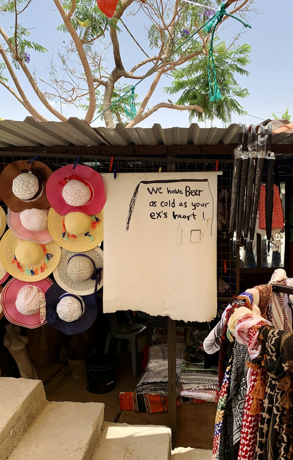 hanged assorted-colored knit hats