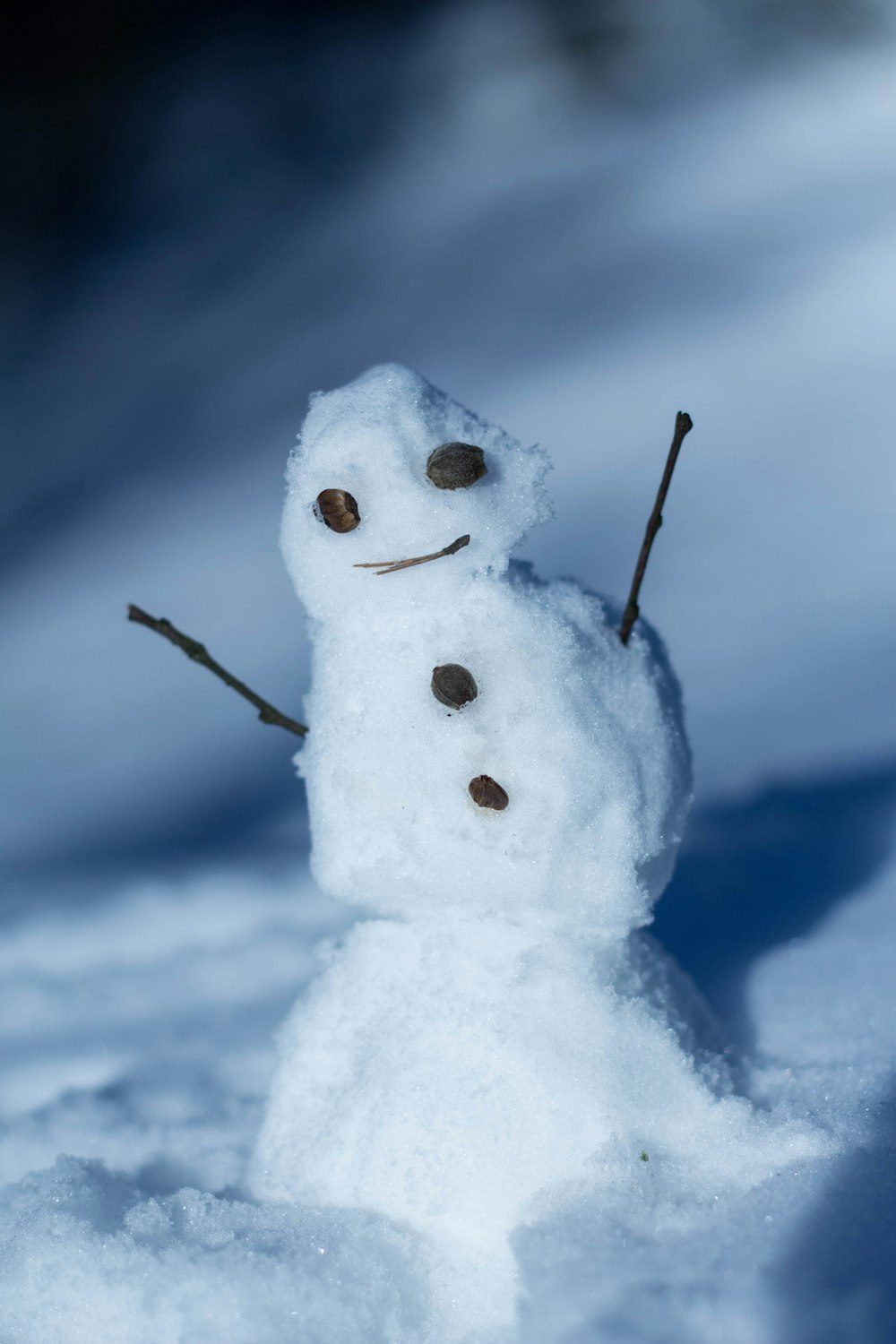Foto de primer plano del muñeco de nieve
