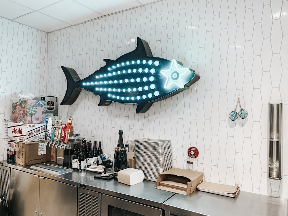 fish LED light wall decor