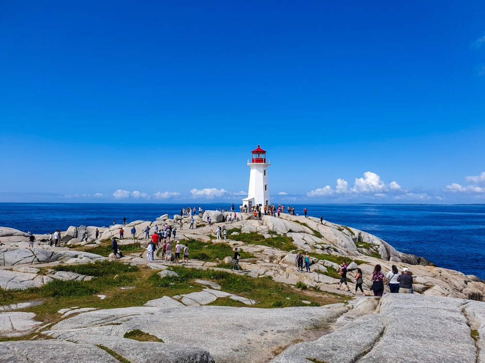 white and red lighthouse