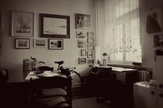 black desk beside bike
