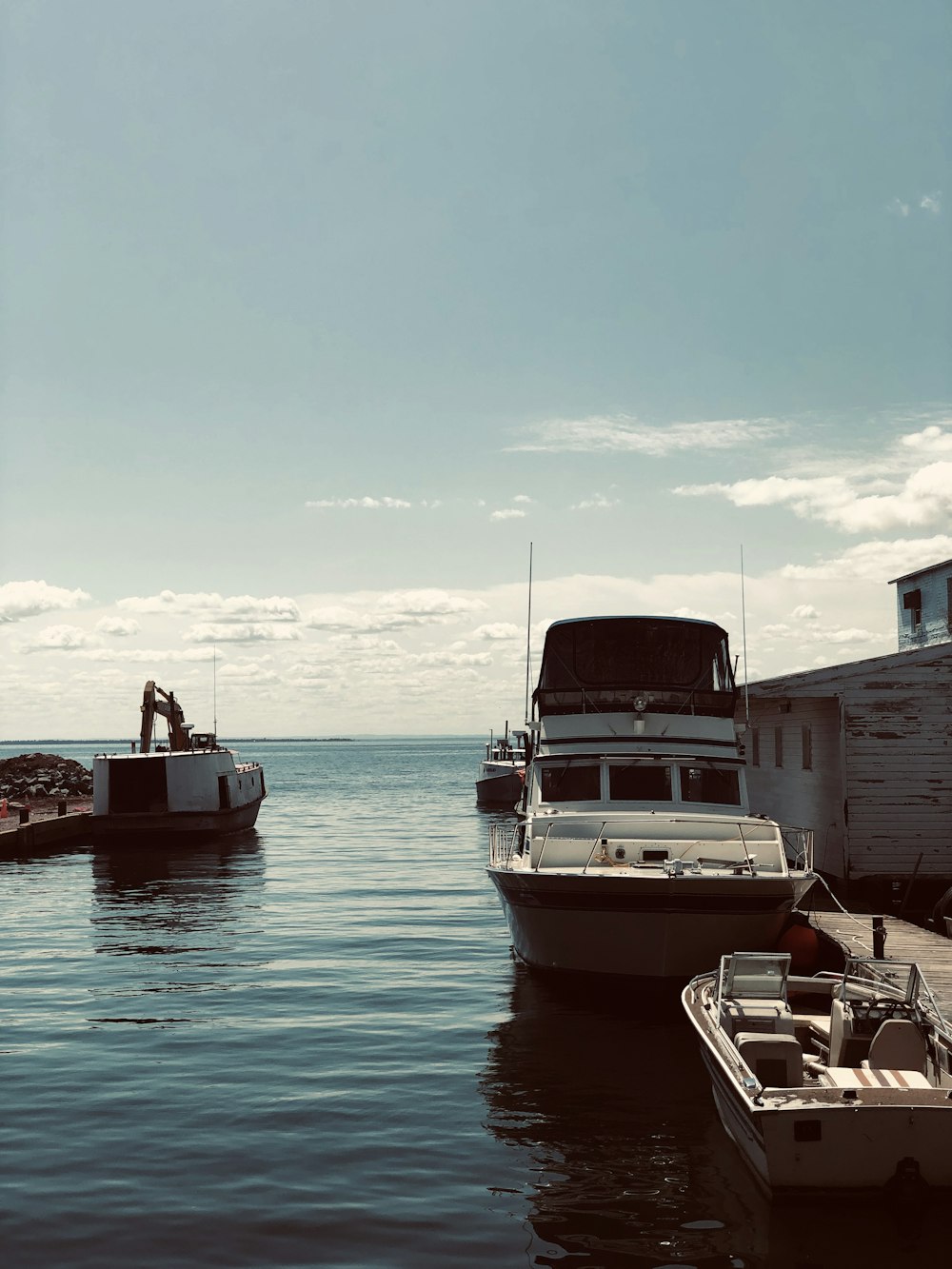 white boat on water