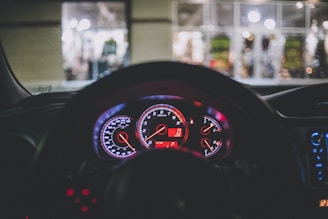 blue and red car dashboard