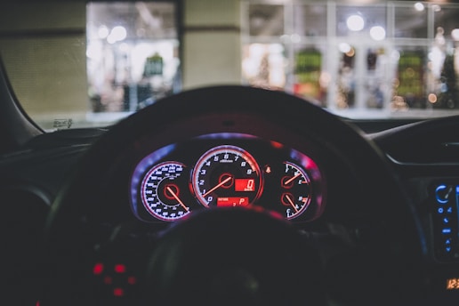blue and red car dashboard