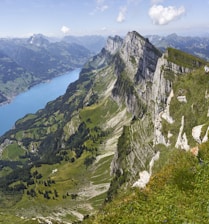 white and green rock mountain