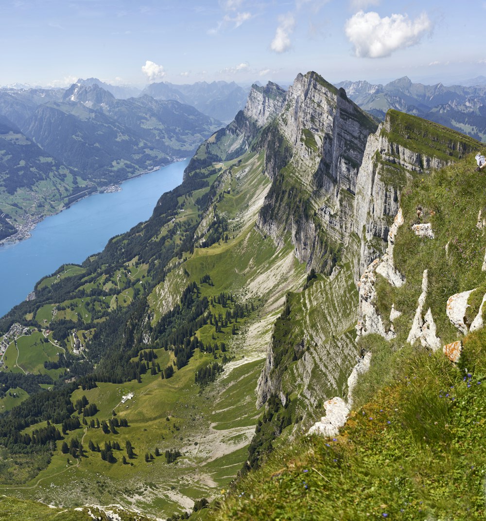 white and green rock mountain