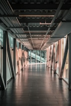 gray concrete hallway inside building