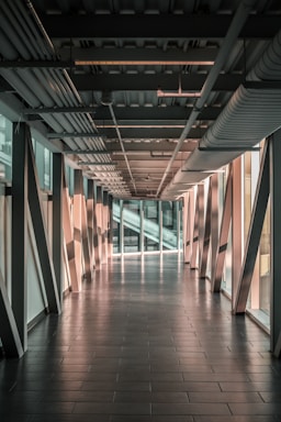 gray concrete hallway inside building