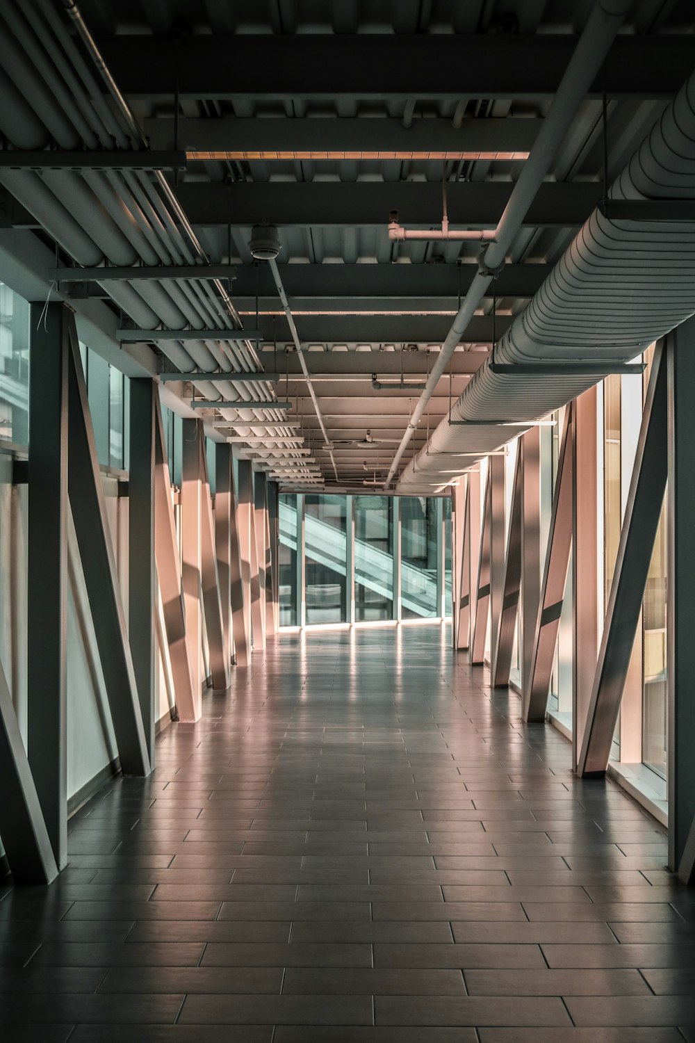 gray concrete hallway inside building