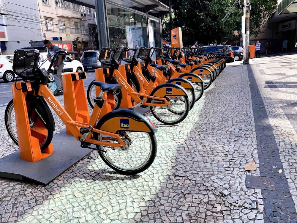 bicycles on parking area