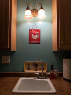A friendly Evergreen Plumbing Solutions technician carefully inspecting a kitchen sink under bright lighting.