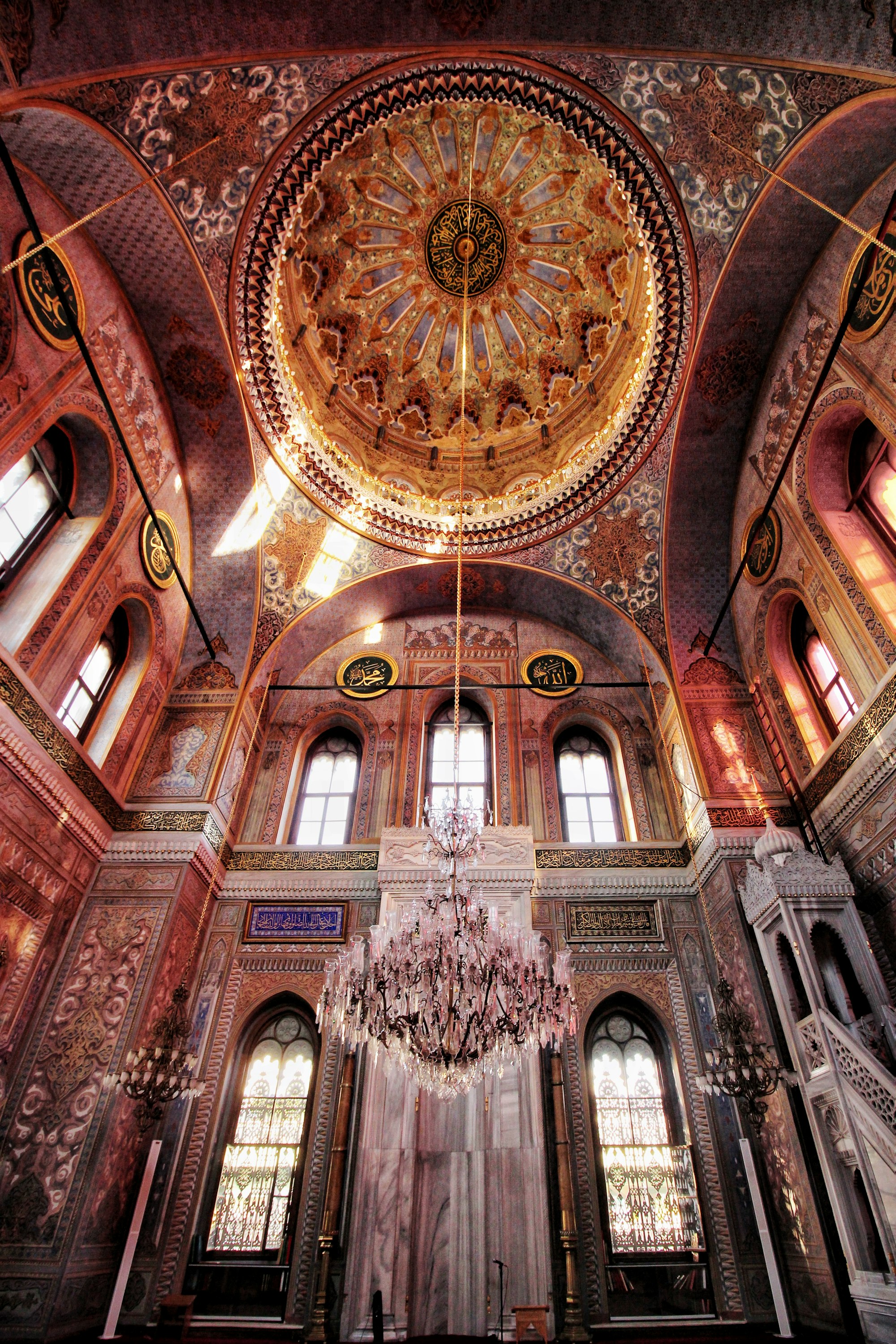 brown interior dome of an ottoman era mosque