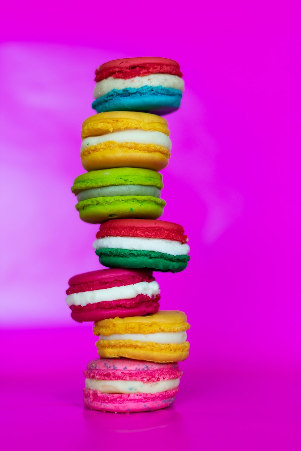 assorted-color macarons