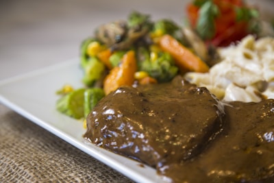 A close-up of a delicious plate of comfort food.