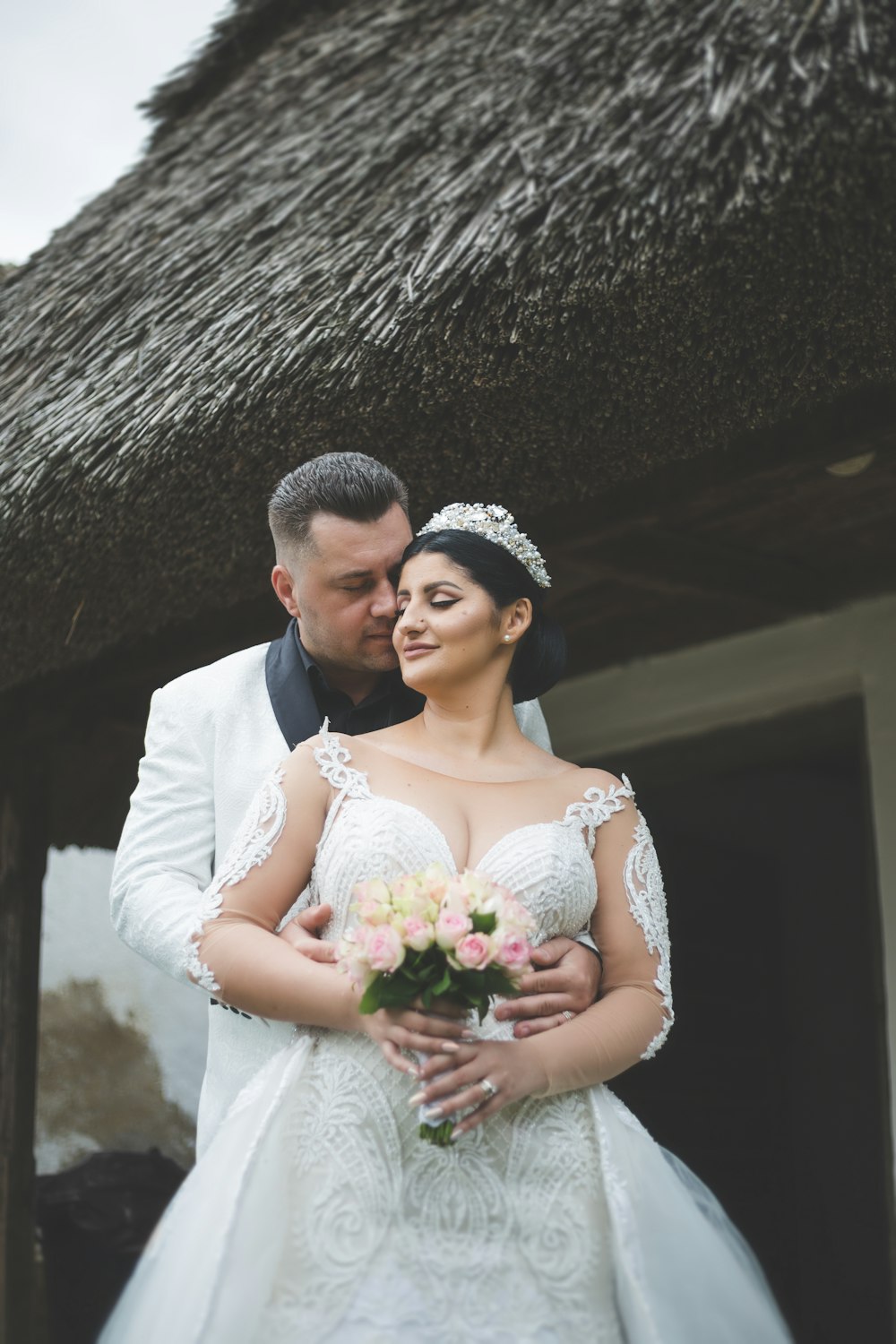 couple in wedding dress