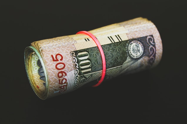 rolled banknotes