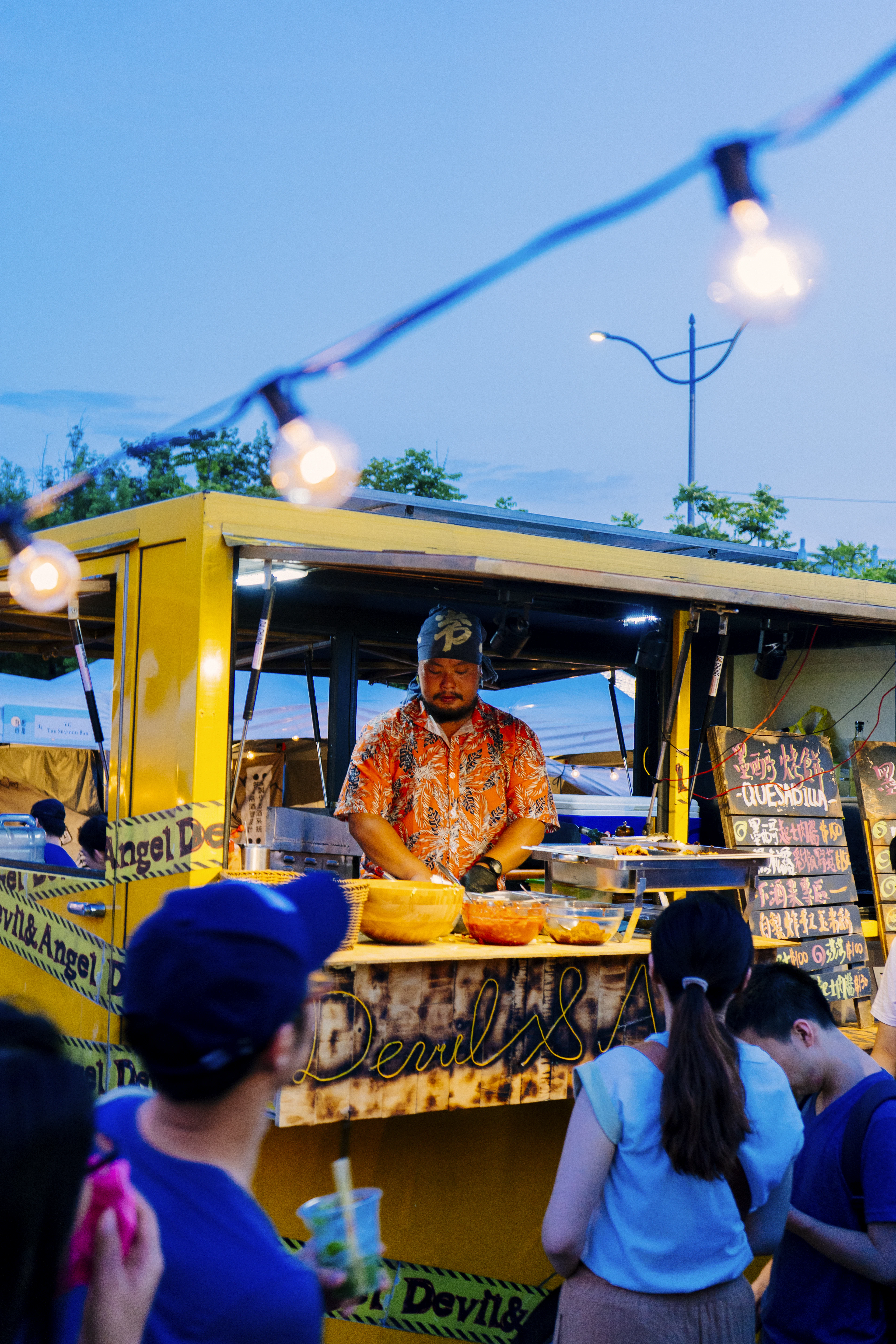 Cook working inside a food stall