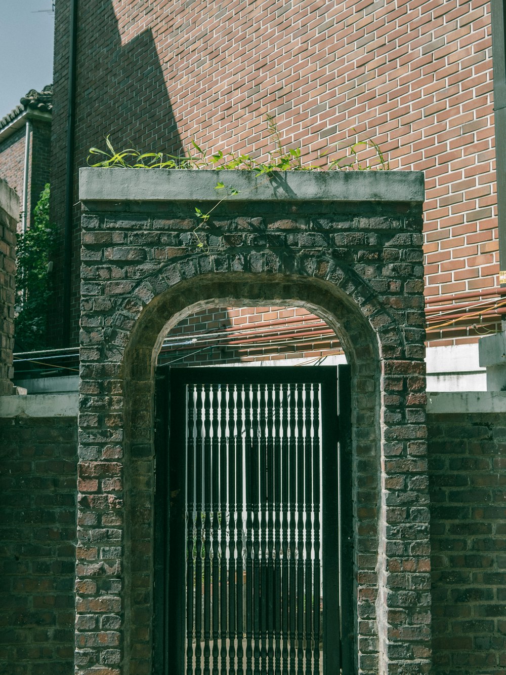 black metal door