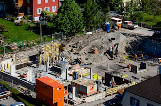 aerial view of construction site