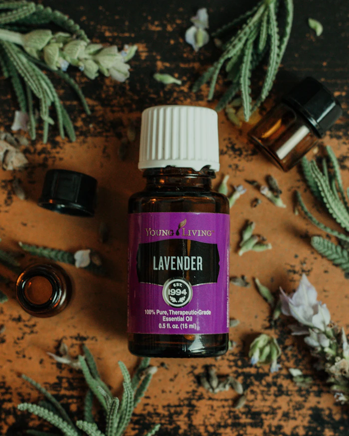 Lavender glass bottle of pillow mist