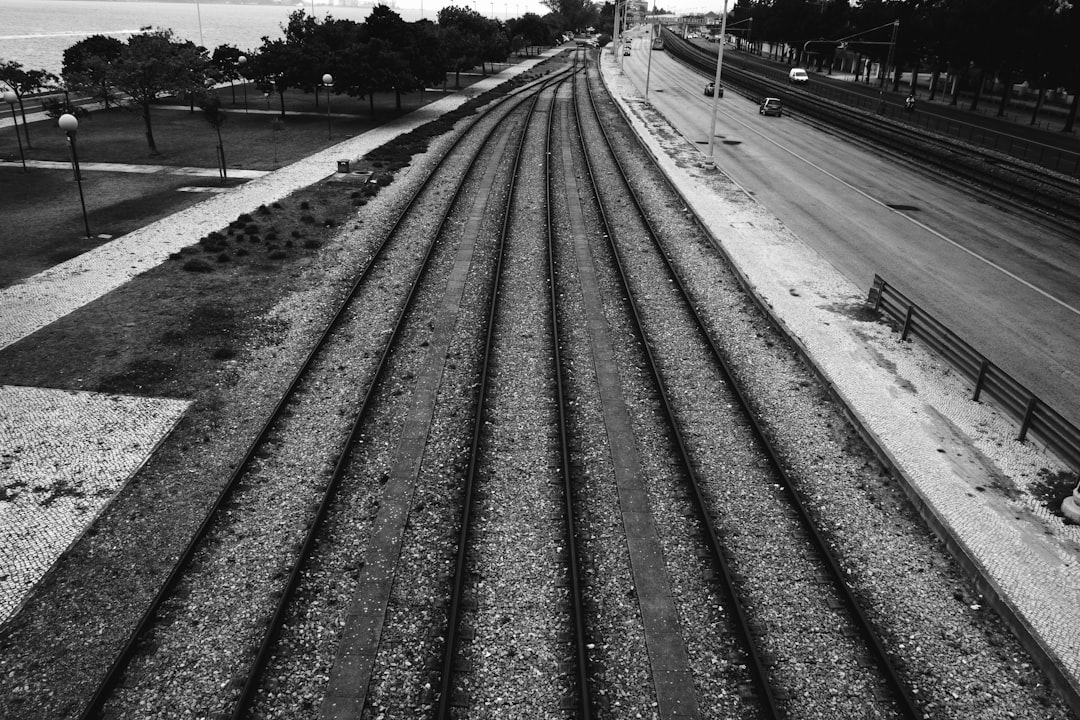 greyscale photo of highway