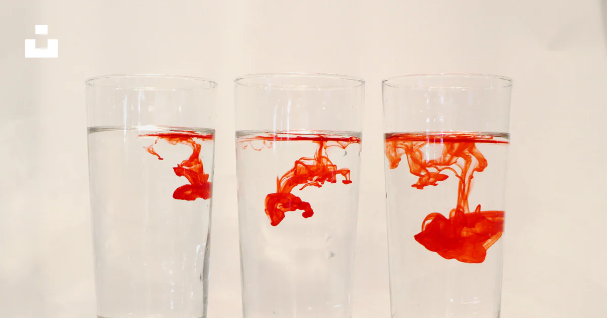Red powder in three clear drinking glasses photo – Free Glass water ...