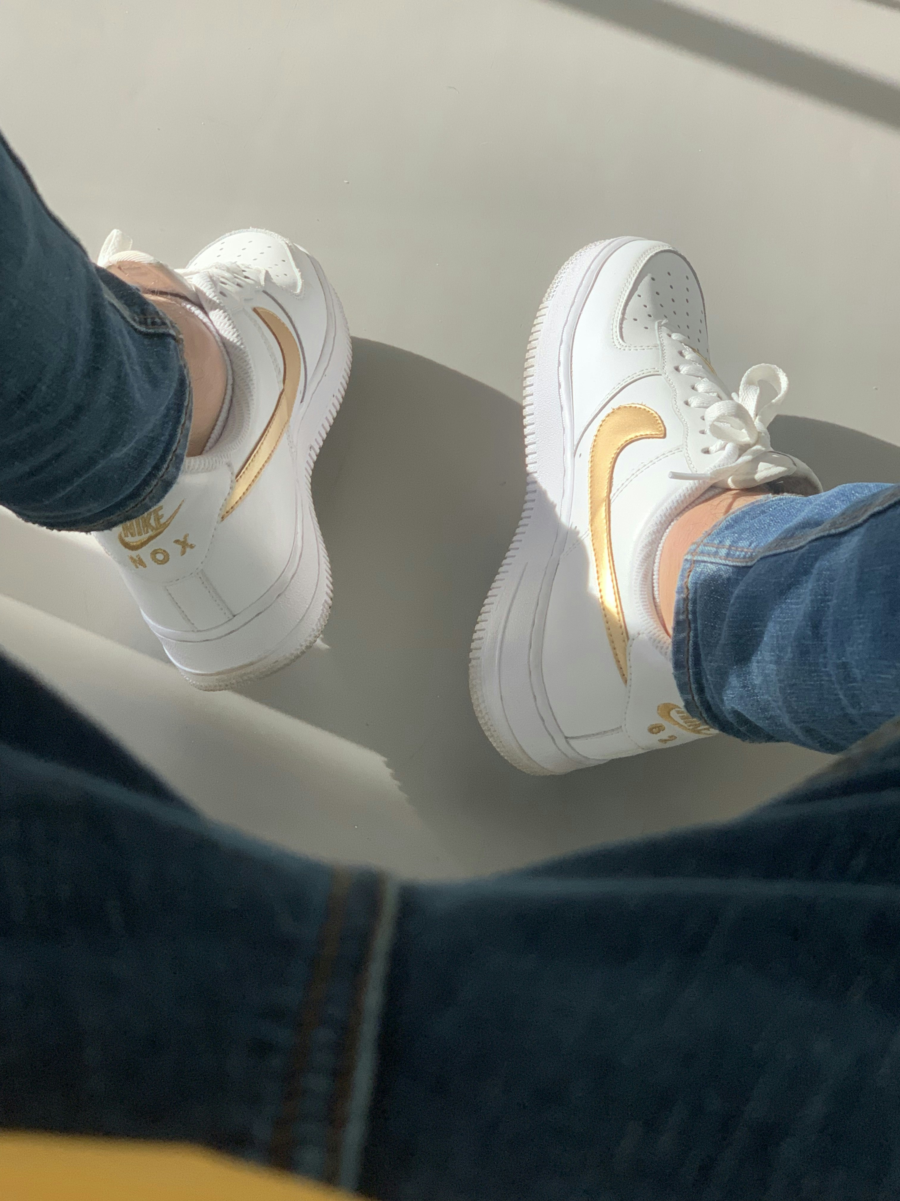 nike air force one white and gold