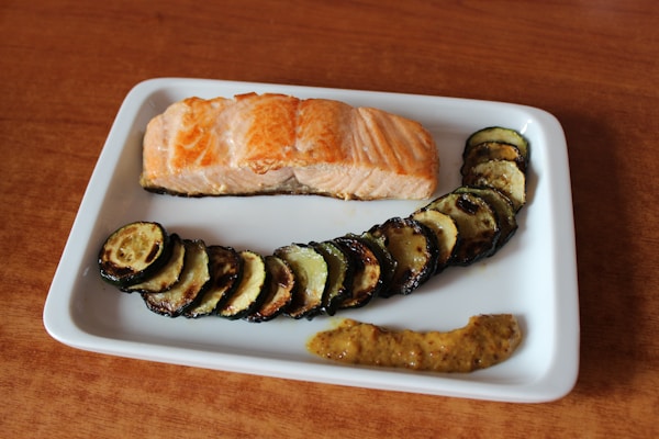 Cooked fish and vegtables