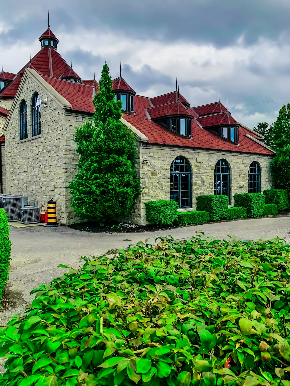 gray brick house