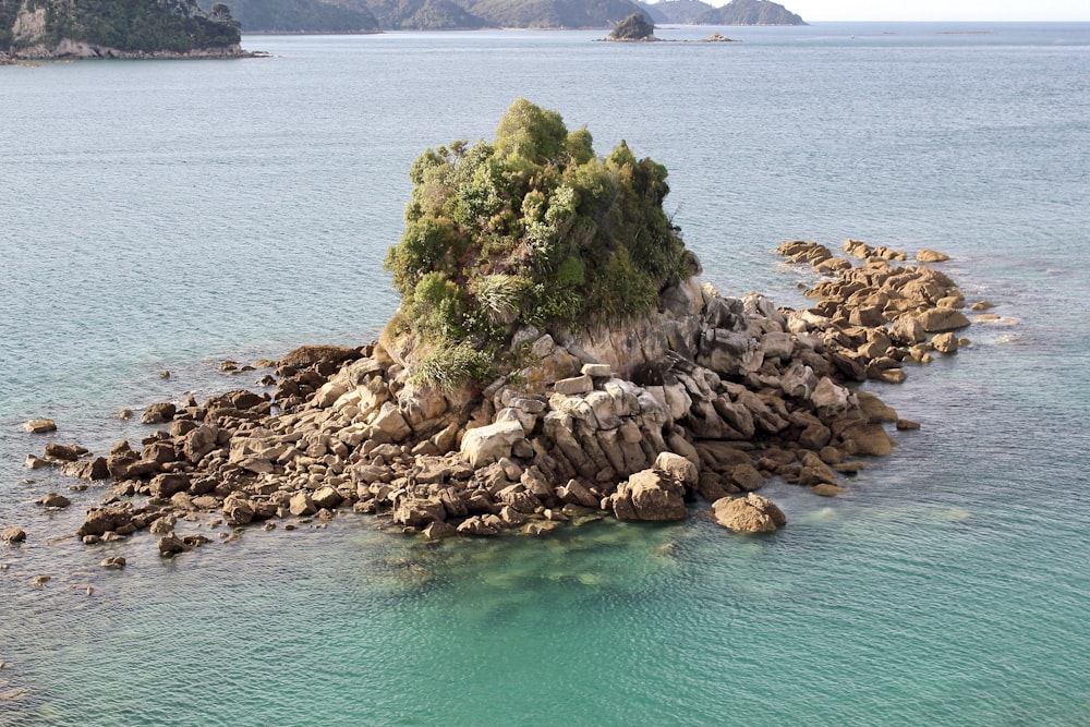 Una piccola isola in mezzo a uno specchio d'acqua