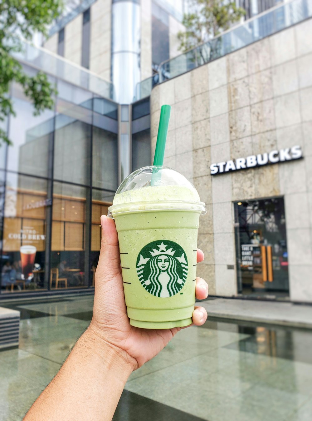 bianco Starbucks tazza di plastica fotografia ravvicinata