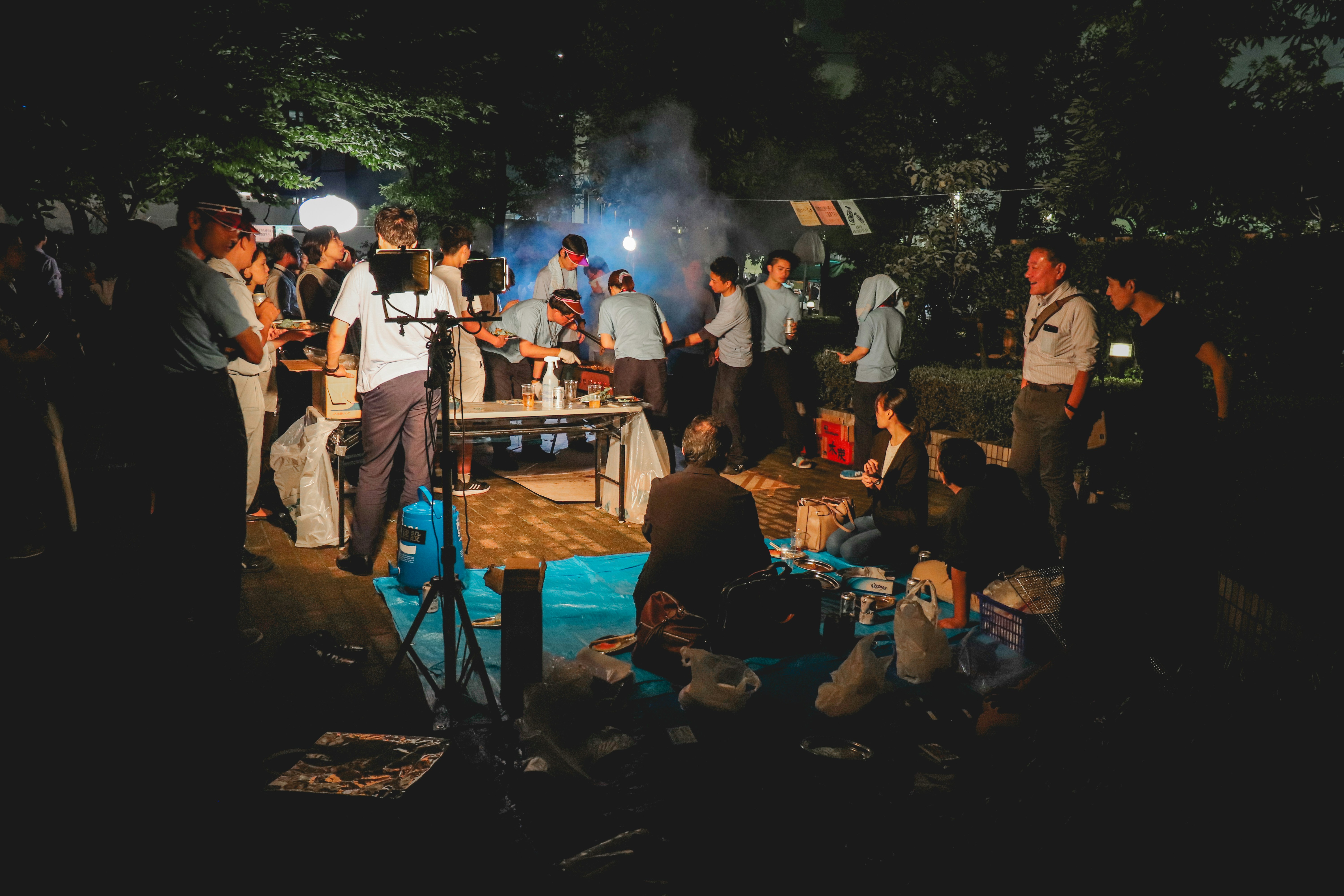 Digital nomads and entrepreneurs networking at an outdoor festival