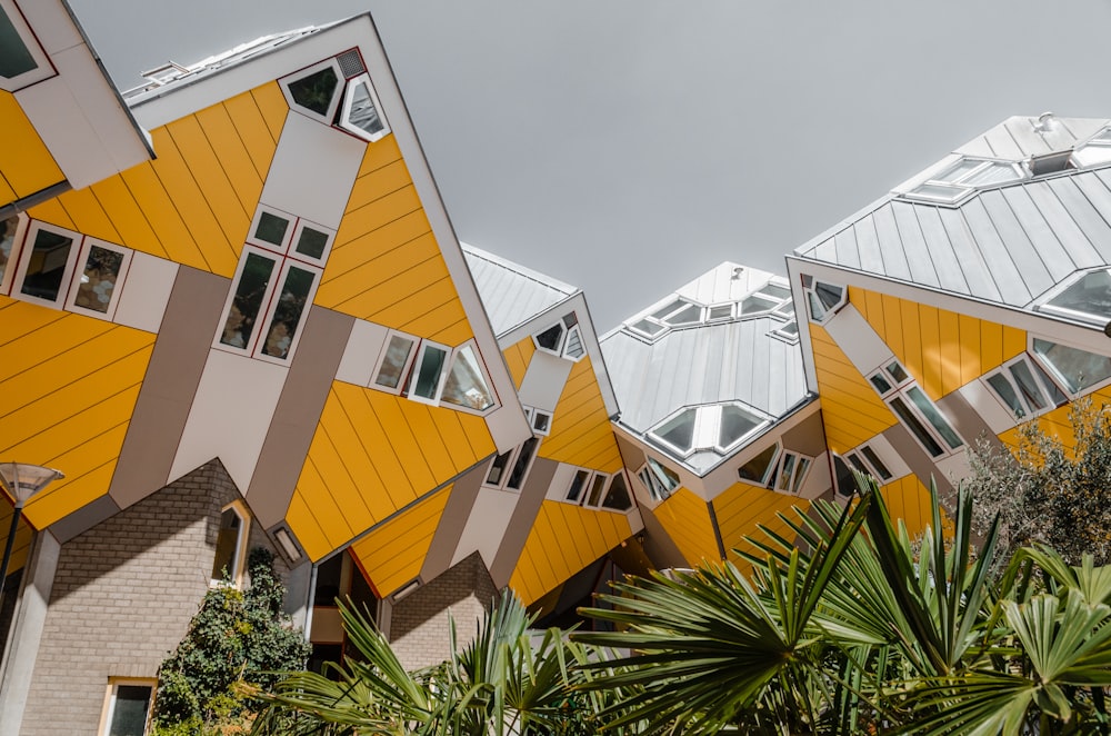 white and yellow houses