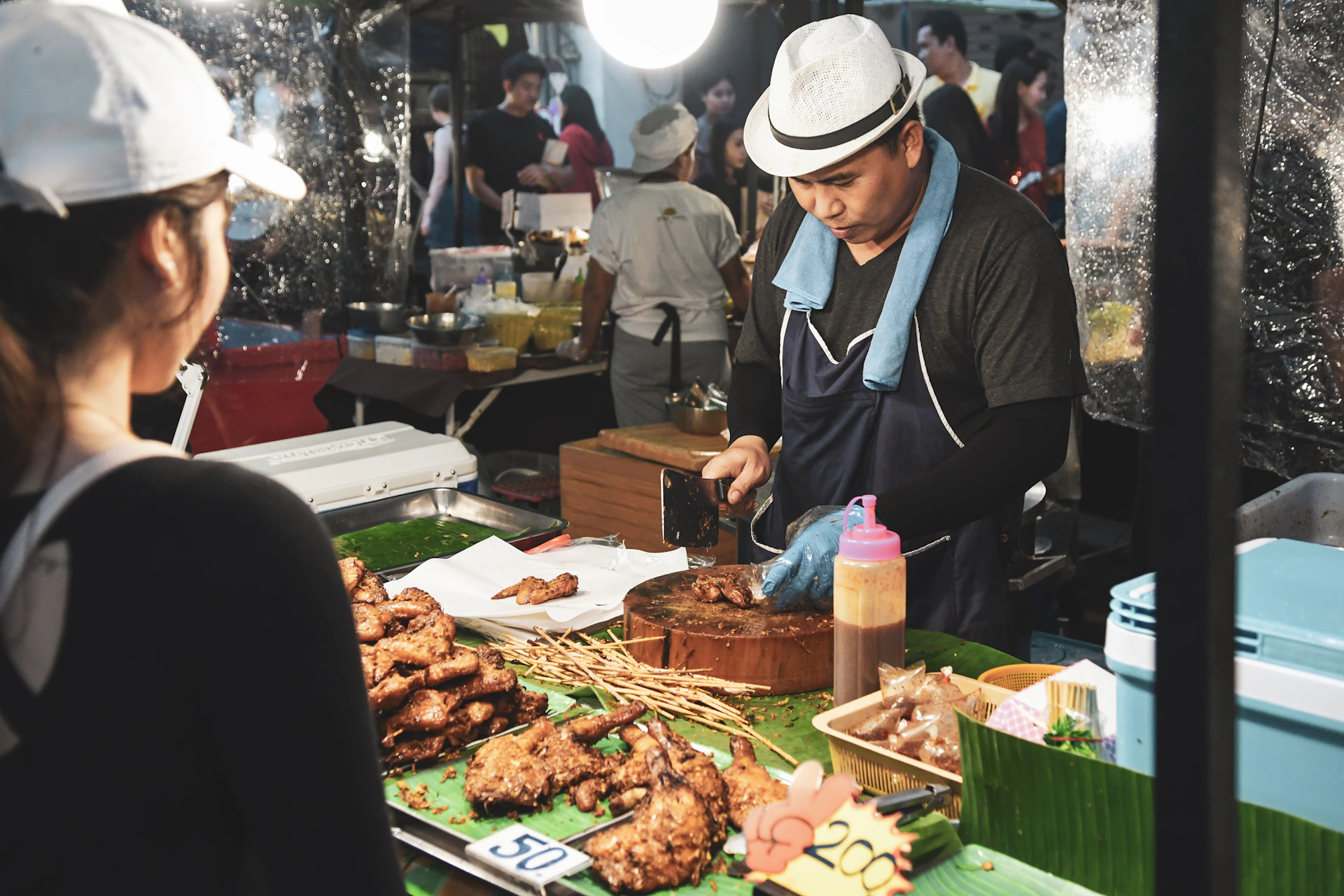 person preparing meat