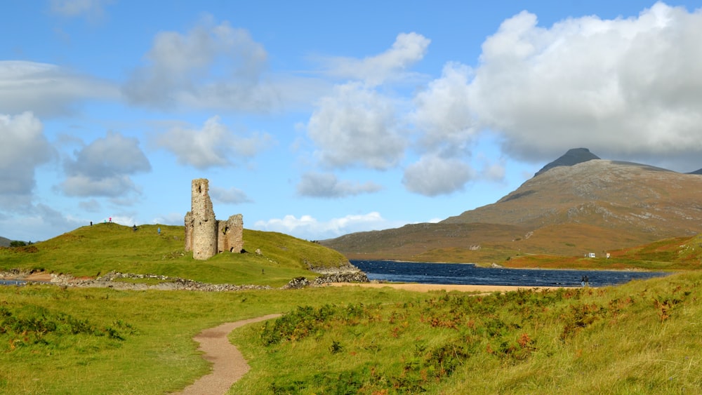 landscape photography of green mountain