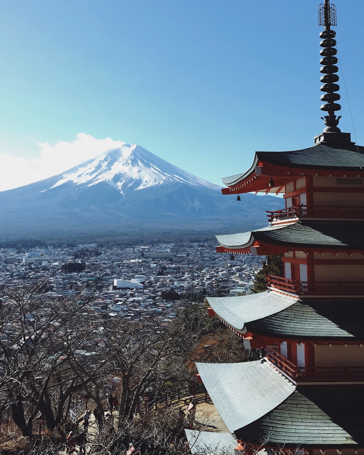 Chureito Pagoda overlooking Fujiyoshida, Japan
