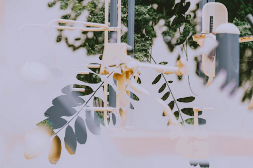 Futuristic remnants intertwined with overgrown nature in a silent urban jungle.