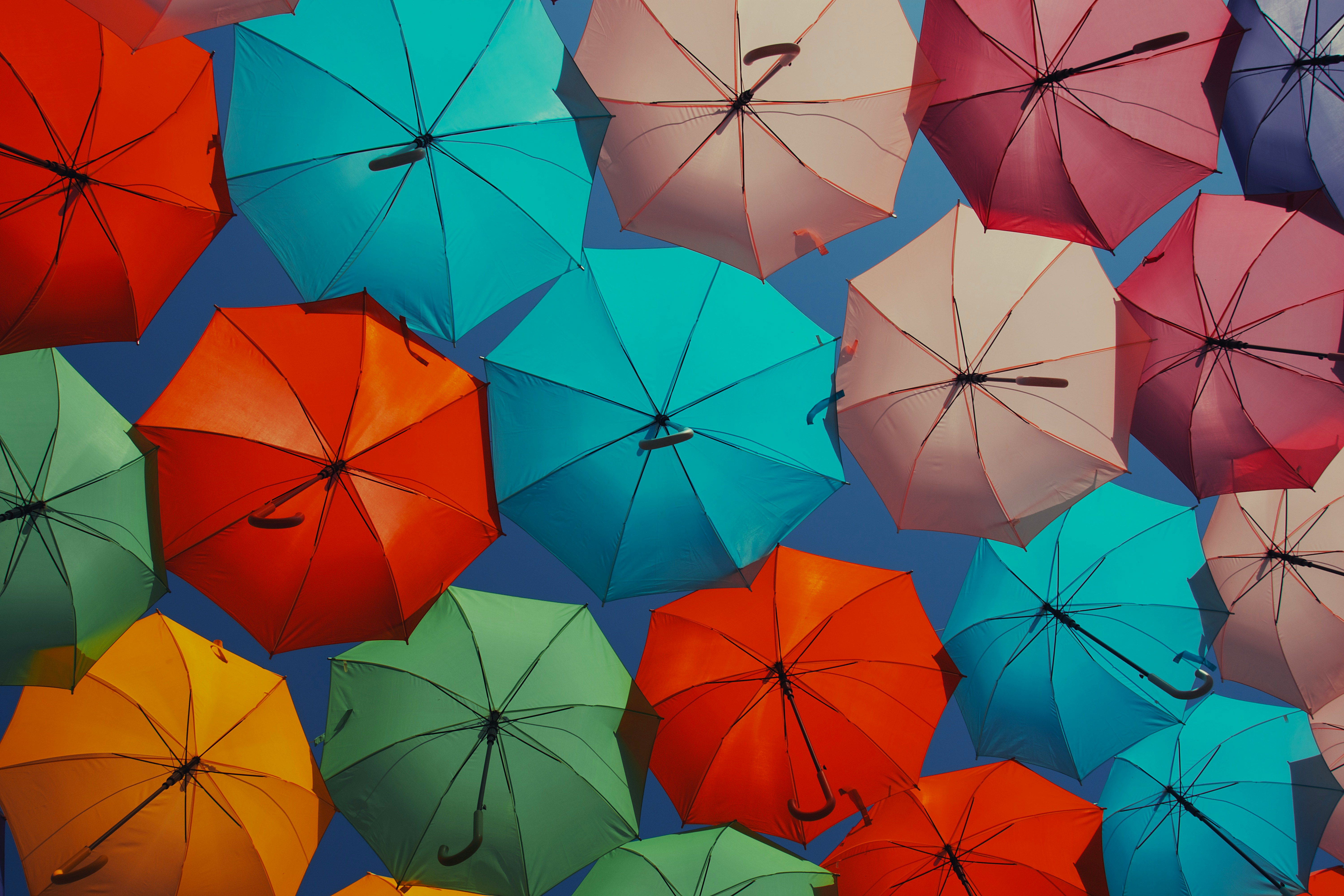 bunch of assorted-color umbrellas