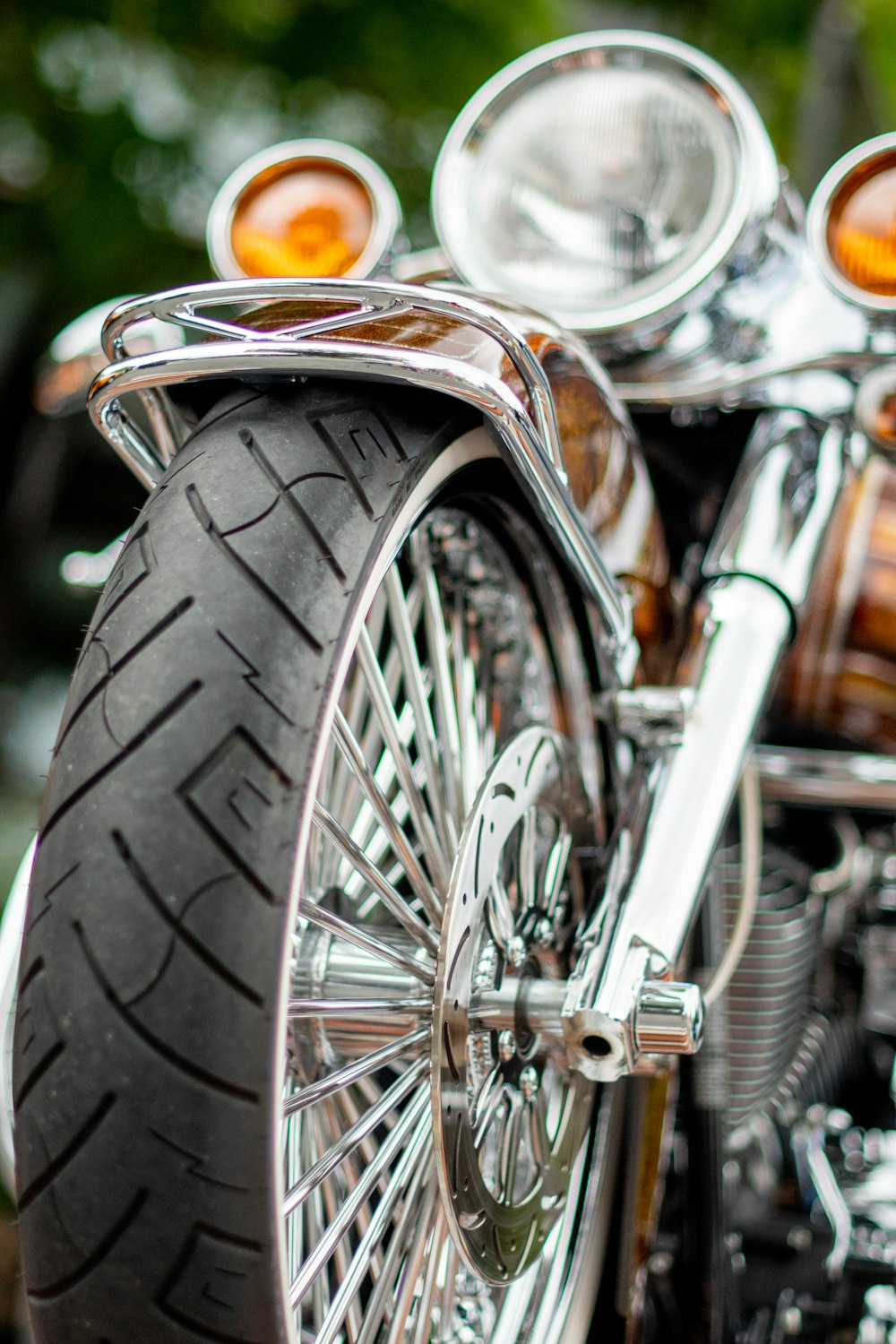 brown motorcycle parked correcly