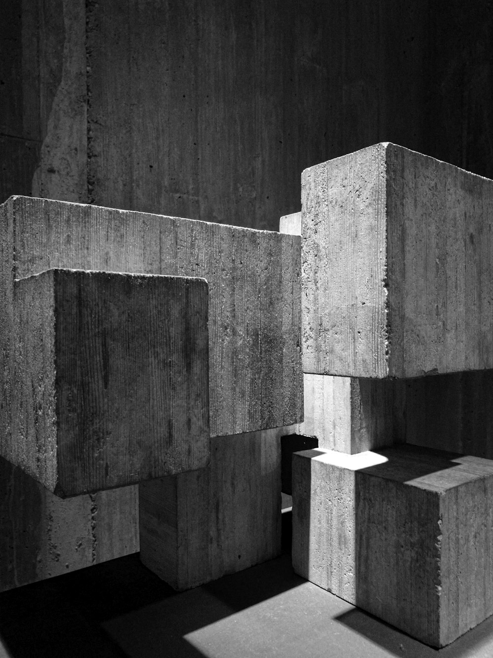 grayscale photography of concrete blocks